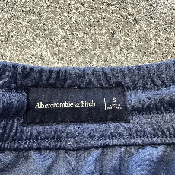 Abercrombie & Fitch Mesh Shorts Mens Small 5" Blue Pockets Gym Side Stripe - Picture 2 of 8